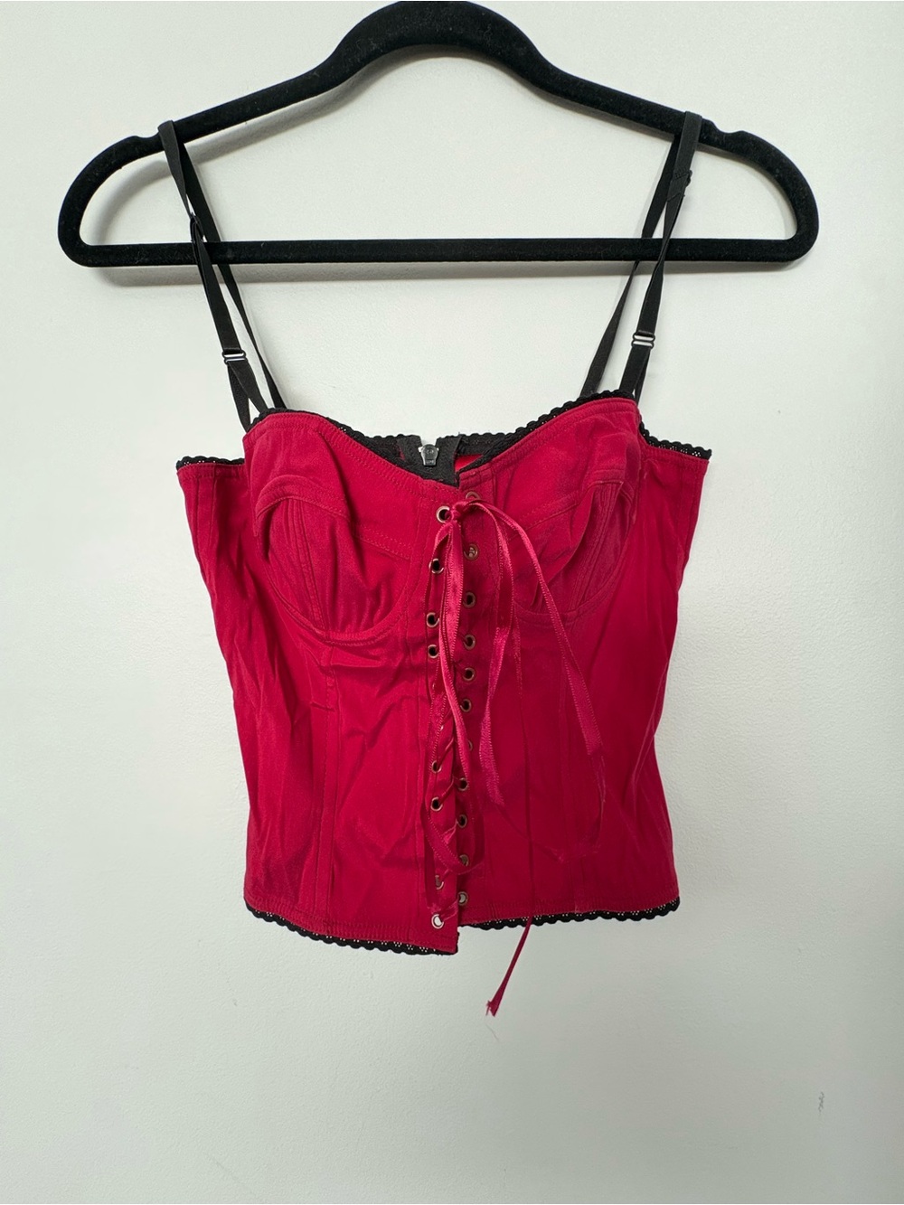 Vintage Ticci Tonetto Red Lace-Up Corset Camisole